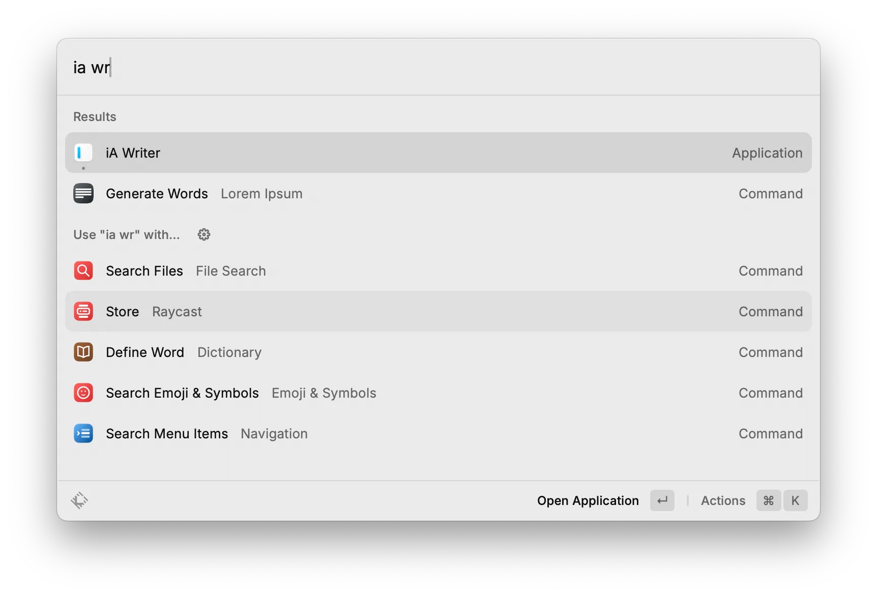 Raycast&#x27;s search feature
